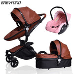 3 in 1 stroller aluminium alloy Lather two-way shock baby trolley