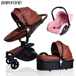 3 in 1 stroller aluminium alloy Lather two-way shock baby trolley
