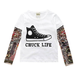 Novelty Tattoo Long Sleeve Cotton Boys T-Shirts