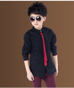 Boy's Classic Solid Cotton Long Sleeve Shirt