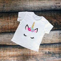 Girl Short Sleeve Casual Unicorn T-shirts