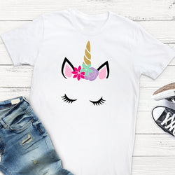 Girl Short Sleeve Casual Unicorn T-shirts