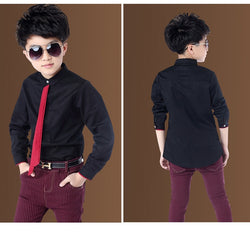 Boy's Classic Solid Cotton Long Sleeve Shirt