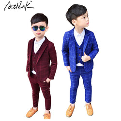 Kids Plaid Wedding Blazer Suit Set