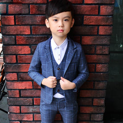Kids Plaid Wedding Blazer Suit Set