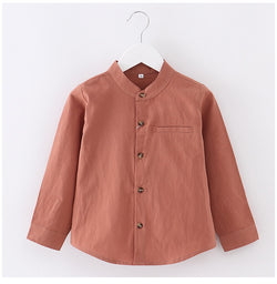 Solid Color Casual 100% Cotton Shirt Full Sleeve Boy Shirt