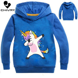Cute Unicorn Print Long Sleeve Hooded Sweatshirt
