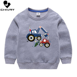 Cartoon Print Cotton Pullover Hoodies Sweatshirts Tops for 2-8 Years