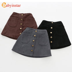 Girls Winter Buttons Clothes Kids Corduroy Skirts