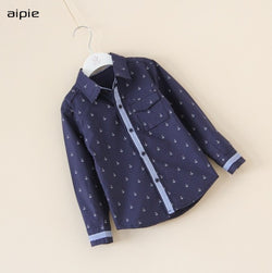 Anchor pattern Cotton 100% Long-sleeved Boy's shirts
