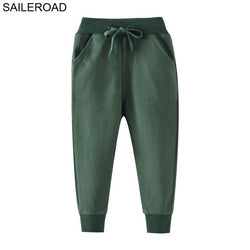 Sport Trousers Cotton Solid Long Pants