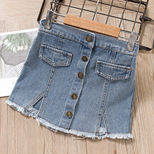 Fashion Style Denim Long-Sleeve Mesh Skirt Girls Sets