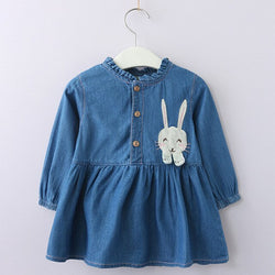 Fashion Style Denim Long-Sleeve Mesh Skirt Girls Sets