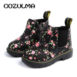 Kids Ankle Floral Flower Print Chelsea Boots
