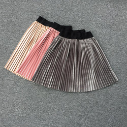 New velvet pleated knee long girls skirt