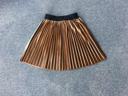 New velvet pleated knee long girls skirt