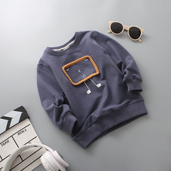 Cartoon Long Sleeve Solid Hoodies Sweatshirt