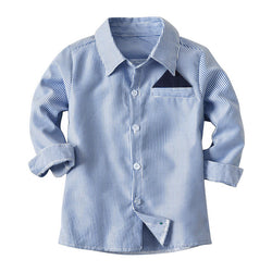 Long Sleeve Boy's Casual Turn-down Collar Shirt