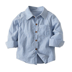 Long Sleeve Boy's Casual Turn-down Collar Shirt