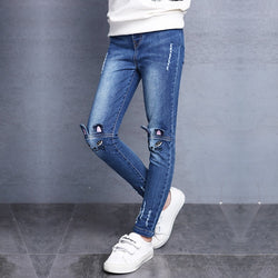 Fashion Elastic Waist Pants Kids Skinny Jeans for Girls