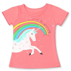 Girl Short Sleeve Casual Unicorn T-shirts