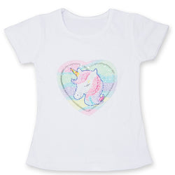 Girl Short Sleeve Casual Unicorn T-shirts