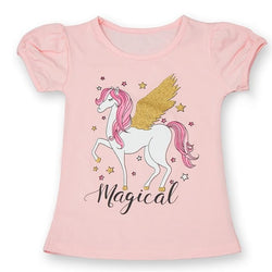 Girl Short Sleeve Casual Unicorn T-shirts