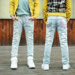 Boys Slim Straight Classic Light Color Bottoms Denim Jeans 5-13Y